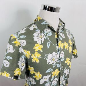 Bonobos Small Tailored Fit Floral Lounge Short Sleeve Shirt Green Yellow Casual